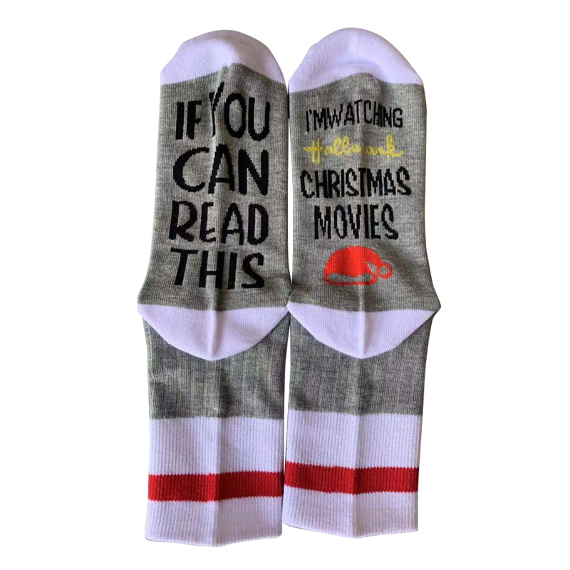 If You Can Read This Christmas Socks Casual Socks Crew AB Sock Mismatched Socks Novelty Socks